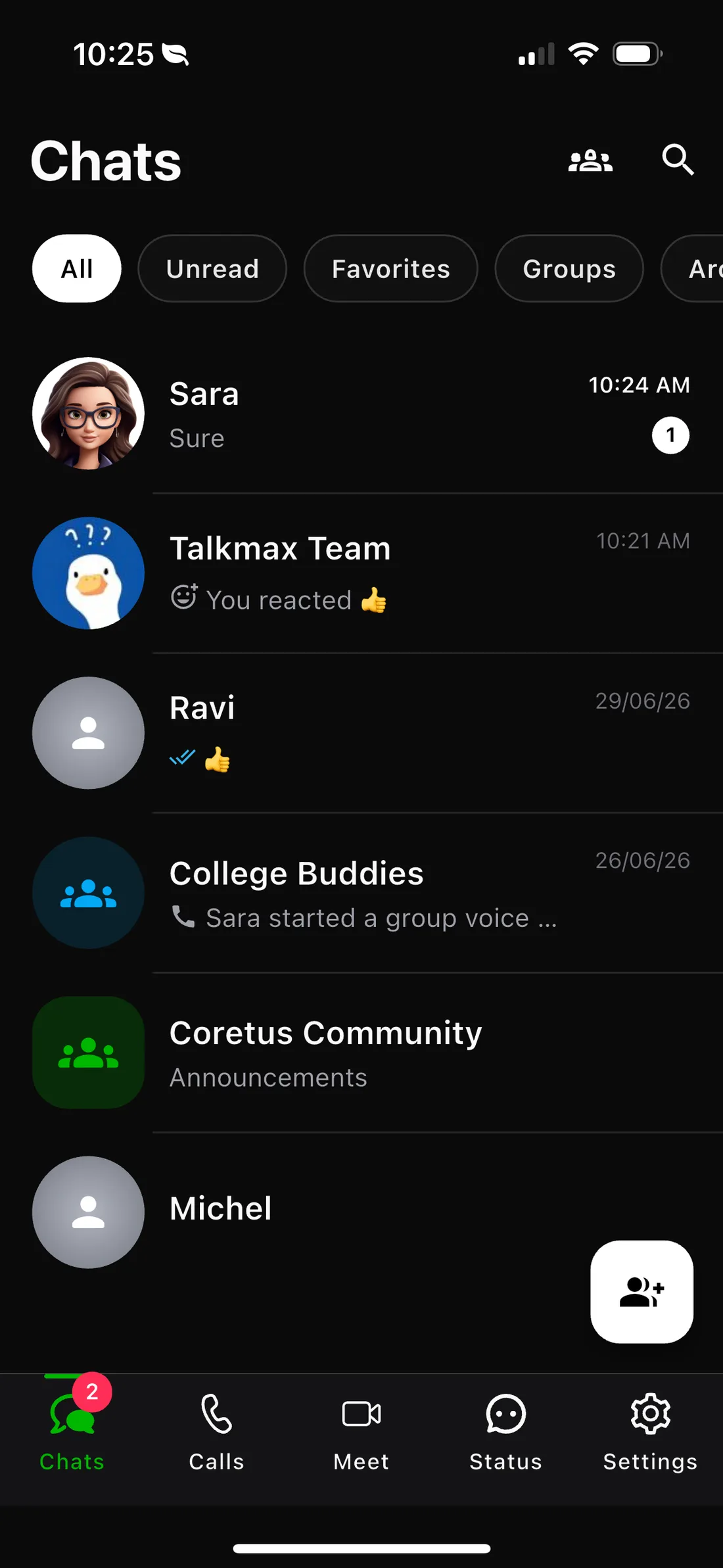 TalkMax chat app on a phone